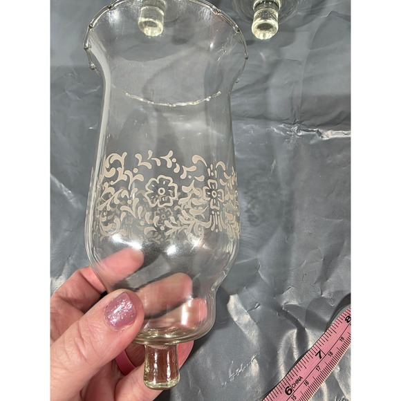 Set of 4 Clear Glass Homco Parklane Candle Holder Floral Etched Scalloped Rim - Picture 7 of 11